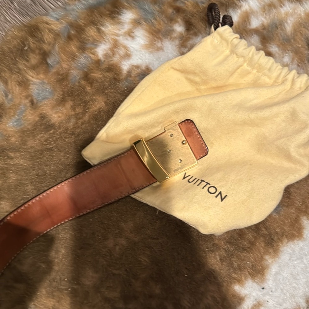 Louis Vuitton Brown Monogram Belt with Gold Logo Buckle - Picture 6 of 6